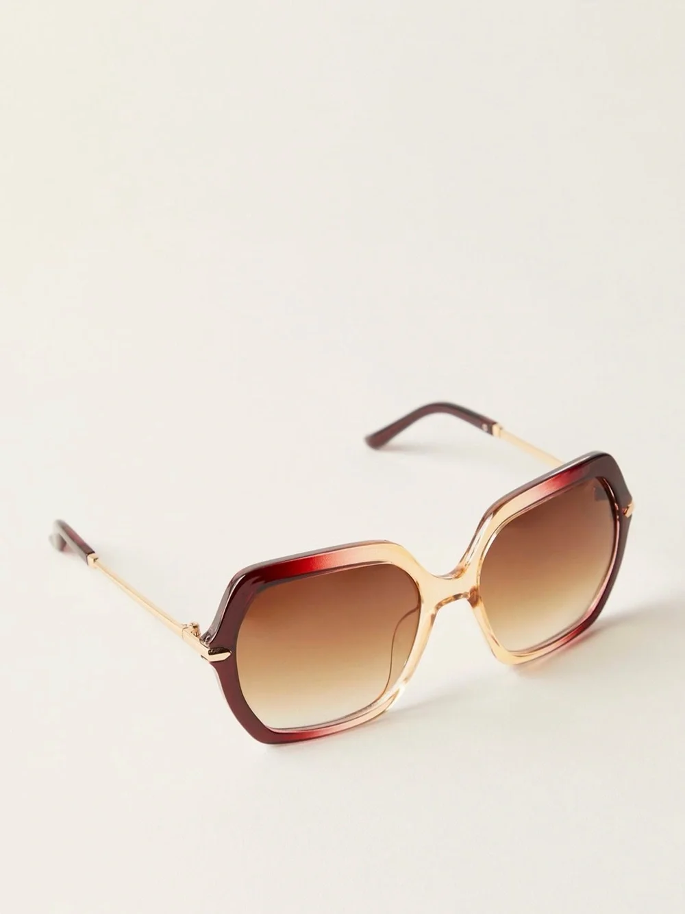 Free People Polly Oversize Square Sunglasses |Ombre Brown Gradient UV Protection